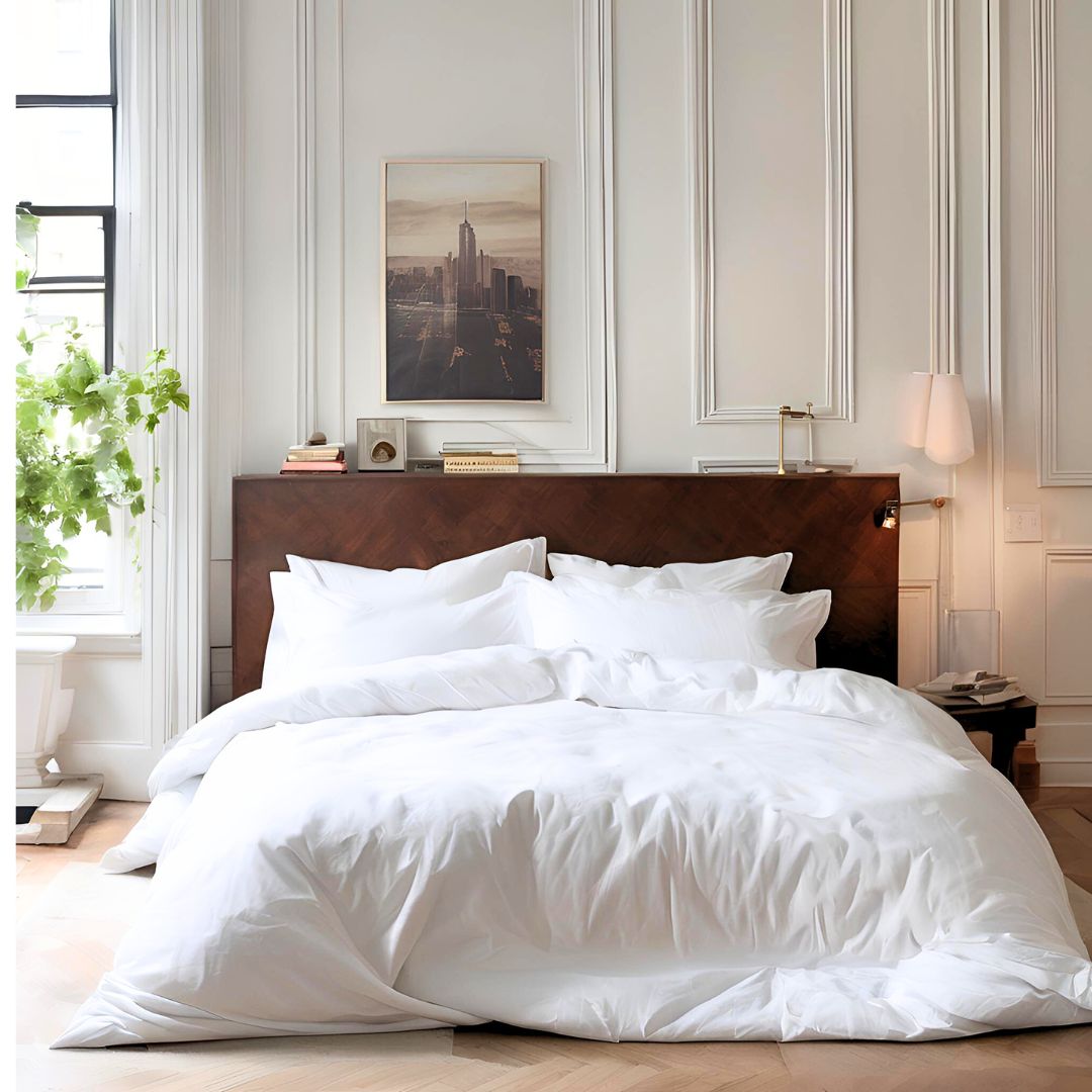 400TC PERCALE WHITE DUVET COVER - CLASSIC PLAIN WHITE