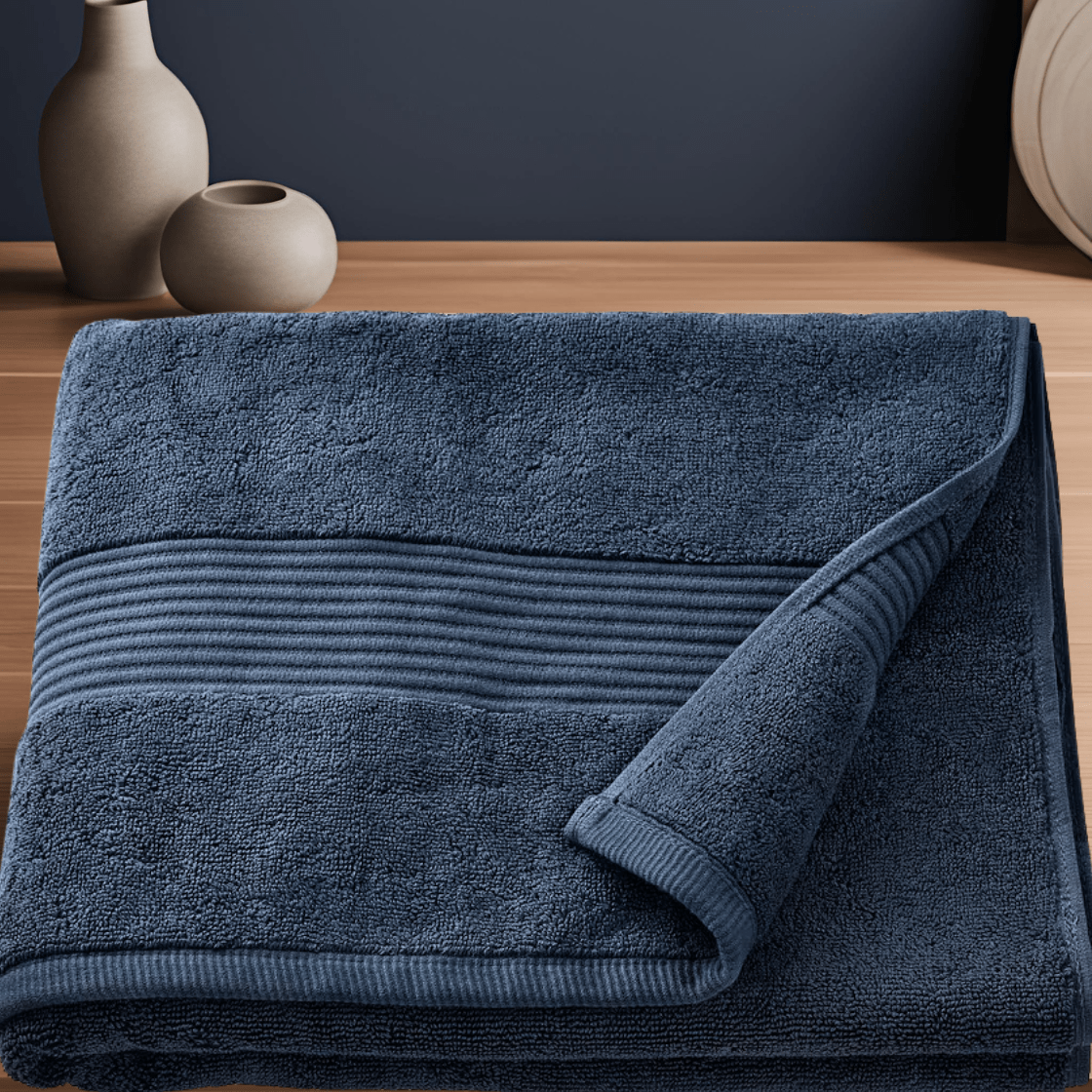 BTØ2 Monogram Bath Towel In Navy Blue