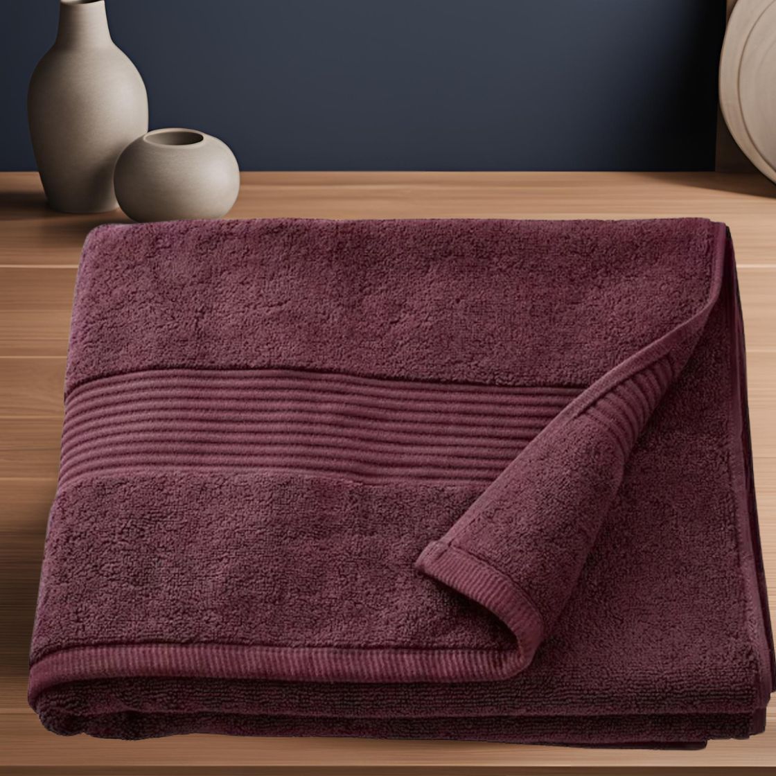 BTØ3 - MAROON  LUXURY BATH TOWEL WITH MONOGRAM